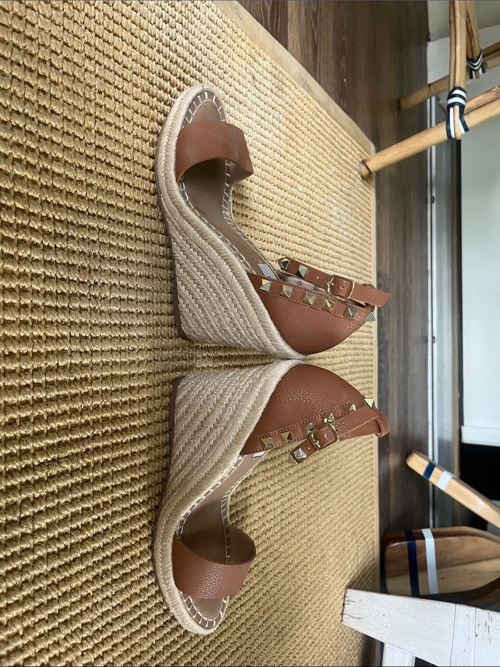 Steven New York Studded Tan Wedge Heels